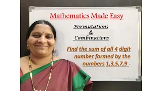 PERMUTATIONS | sum of 4 digit Numbers formed with 1,3,5,7,9|