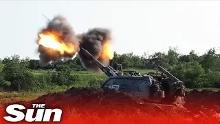 Russian howitzers 'blow up camouflaged Ukrainian targets'