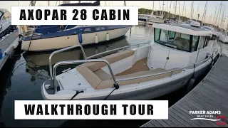 Walkthrough tour of Axopar 28 Cabin  - Mk1 Model with 300HP Supercharged Verado Mercury Engine