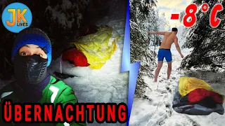 1. Nacht ALLEINE im Schnee ohne Zelt + Eisbaden I JK über - Nacht