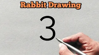 How to draw rabbit from number 3 | Easy rabbit drawing for beginners | Number drawing