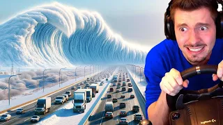 Fugindo da INUNDAÇÃO DE NEVE no BeamNG Drive