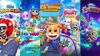 Talking Tom Gold Run Vs Tom Fly Run Vs Tom Blast Park Vs Tom Time Rush, Cat Runner Android Gameplay