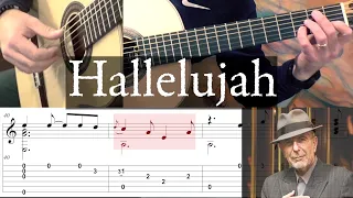 HALLELUJAH - Leonard Cohen - New Tutorial with TAB - Fingerstyle Guitar