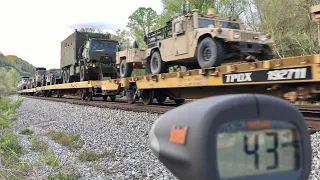 Longest Military Train Ever!  Speed Checked By Radar!  Lightning Fast Trains On Main Lines?  CSX, NS