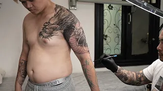 From Chest to Arm: The Complete Process of Getting a Dragon Tattoo | Trung Tadashi #trungtadashi