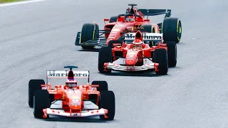 Ferrari F1 2022 F1-75 vs Ferrari F1 2003 vs Ferrari F1 2004 at Interlagos