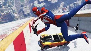 GTA 5 Stunning Ragdolls #32 (Spiderman - Biggest Slide Fails)