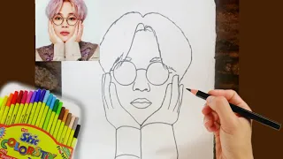 BTS jimin drawing // Park Jimin drawing // How to Draw Cute Jimin // BTS