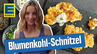 Blumenkohl-Schnitzel | Vegetarisches Rezept mit paniertem Blumenkohl und Dip