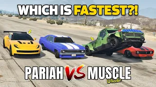 GTA 5 ONLINE - MUSCLE CAR WHEELIE VS PARIAH (WHICH IS FASTEST?)