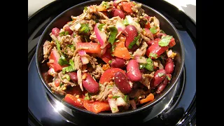 Салат ТБИЛИСИ с телятиной и красной фасолью.TBILISI salad with veal and red beans.