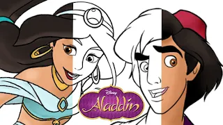 How to Color Aladdin and Princess Jasmine. Disney Princess Jasmine Coloring Book
