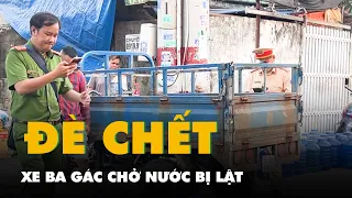 Xe ba gác chở nước bị lật ở TP Thủ Đức, đè chết một người đàn ông