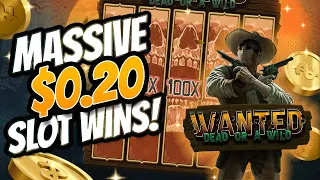 OUR TOP 8 $0.20 SPINS - INSANE WINS AND MAX WINS ON WANTED DEAD OR A WILD SLOT.