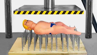 Stretch Armstrong on Nail Beds (Hydraulic Press Experiment)