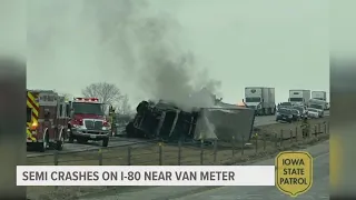 Crash impacts eastbound lanes of I-80 near De Soto, Van Meter