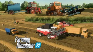 Farming Simulator 22 Малиновка. Колхоз. Уборка пшеницы, закончили молотить поле.