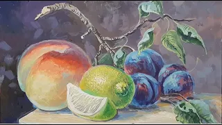 Малюємо натюрморт із фруктами/How to paint a still life of fruits