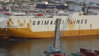 Grande Scandinavia Vehicle Carrier of Grimaldi  Lines docking at the Port of Piraeus , Greece