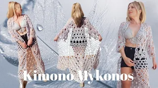 Kimono Mykonos 🤍 No creerás lo fácil que se teje , rápido y sin costuras