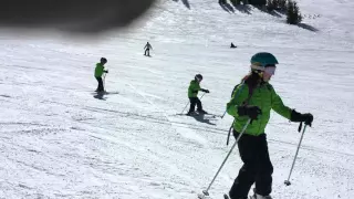 Skiing at Mammoth Mountains - a blue run