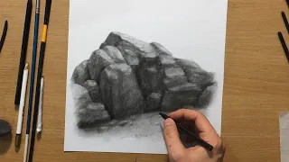 How to Draw Rocks in Charcoal