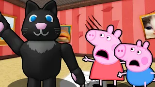 Peppa Pig and George Pig VS ESCAPE SCRATCH THE CAT OBBY IN ROBLOX