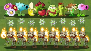 All Plant Power Up vs 99 Torchlight Zombie - Who Will Win? - PvZ 2 Challenge