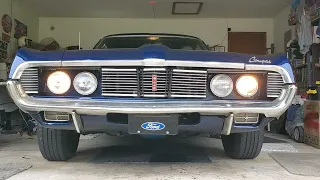 Checking out the hidden headlights and turn signals 1969 Mercury Cougar