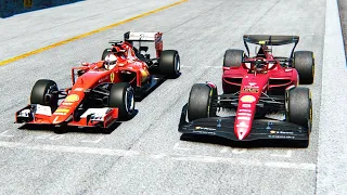 Ferrari F1 2022 F1-75 vs Ferrari F1 2015 Sebastian Vettel at Barcelona GP