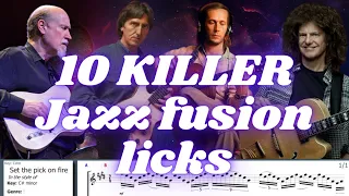 10 KILLER Jazz fusion licks (w/ TABS) - John Scofield, Pat Metheny, John McLaughlin, Holdsworth +