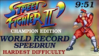 M.BISON Speedrun NEW World Record Hardest Difficulty 9:51 Street Fighter II Champion Edition NEW WR