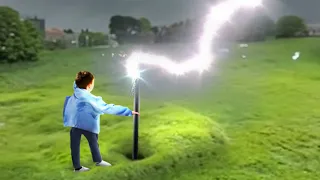 he touched a lightning rod..