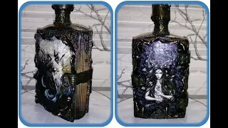 Decoupage. Decor bottle-book.