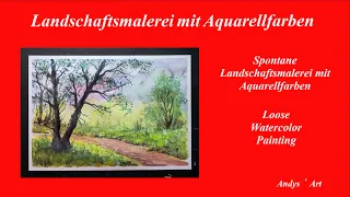 Watercolor painting tutorial , Loose Watercolor painting , Landschaftsmalerei mit Aquarellfarben