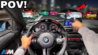 You Drive A Straight Piped BMW M4 F82 To LA's BIGGEST BMW CAR MEET AT NIGHT [LOUD EXHAUST POV]