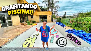 COMEÇAMOS GRAFITAR A PISCINA DA MINHA CASA ABANDONADA!!