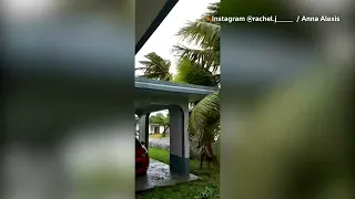 Trees shake on Guam as Typhoon Mawar closes in