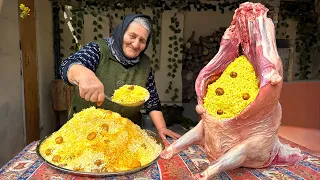 Spiced Pilaf Cooked Inside A Whole Lamb in a Tandoor! Village Life