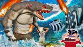 GTA 5 : Becoming a HUMAN SHARK In GTA 5 (Shark Attack) | FRANKLIN Become HUMAN SHARK  save SHINCHAN