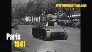 1941 Paris - German military parade with captured french tanks