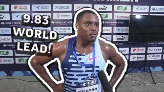 Christian Coleman Wins 100m At Xiamen Diamond League And Ties World Lead