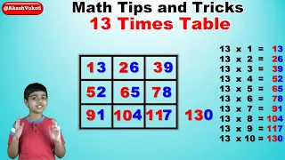 Learn 13 Times Multiplication Table | Easy and fast way to learn | Math Tips and Tricks