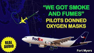 Smoke and fumes in the cabin. Emergency landing. FedEx Airbus A306 returns to Fort Myers. Real ATC