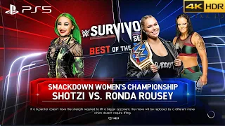 WWE 2K22 (PS5) - RONDA ROUSEY vs SHOTZI | SMACKDOWN WOMEN'S TITLE | SURVIVOR SERIES WARGAMES 22 [4K]