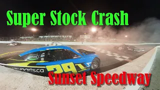 Super Stock Crash  - Sunset Speedway  - Paul Pepper and Johnny Morrison  - July 30, 2022