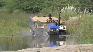 Eicher 380 Tractor Power with Full Loaded Trolley in River | Tractor Videos | Mighty Automotives