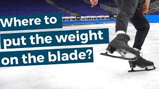 Where should your weight be during Crossovers on ice?