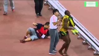 Usain Bolt accident with chinese cameramen | حادث حسين بولت مع مصور صيني